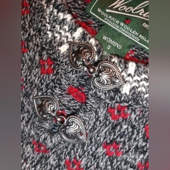 Woolrich | Lambswool Snowflake Winter Sweater Deep Ruby Multi Size Small - Picture 13 of 15